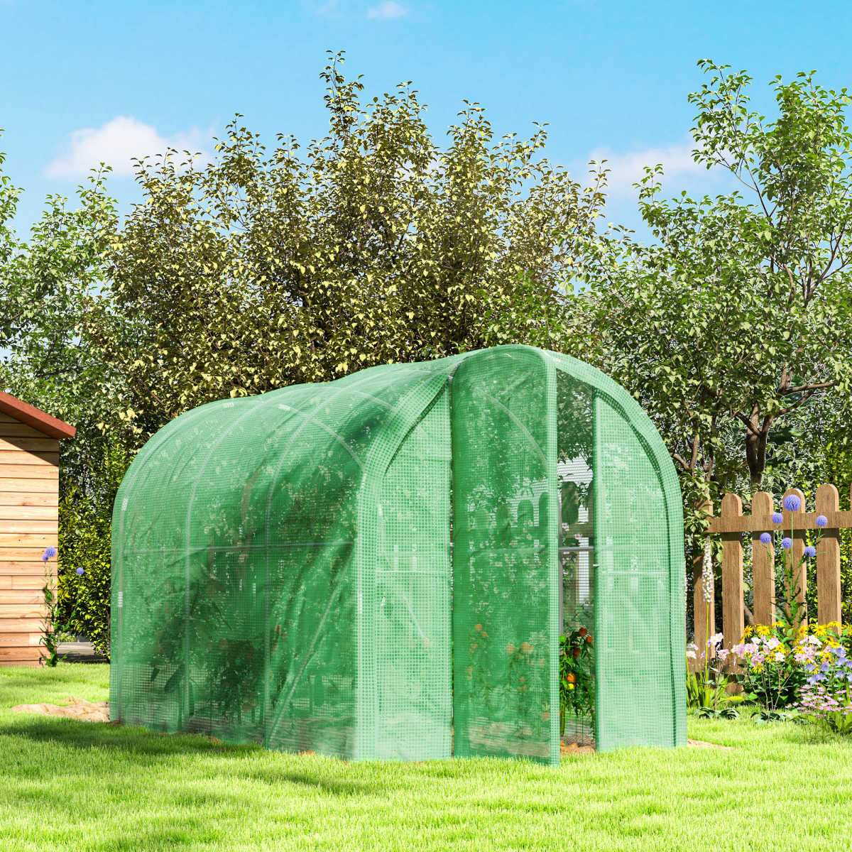 Polytunnel Greenhouse with Door, Galvanised Steel Frame 3 x 2 x 2m