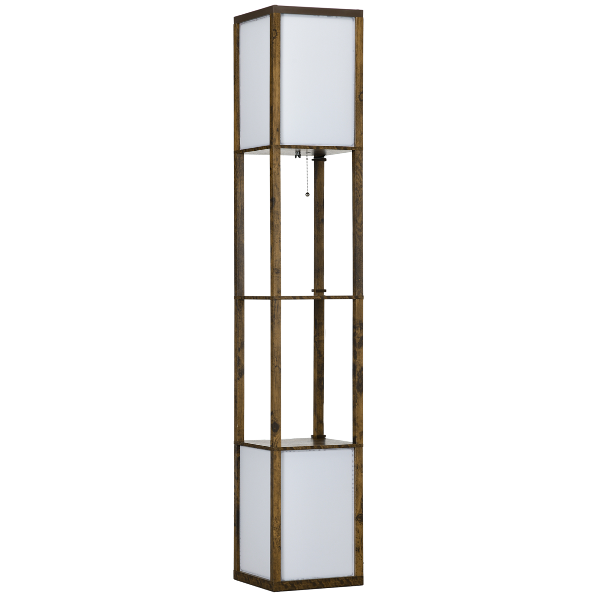 Shelf Floor Lamp with Dual Light, for Living Room, Bedroom, Brown