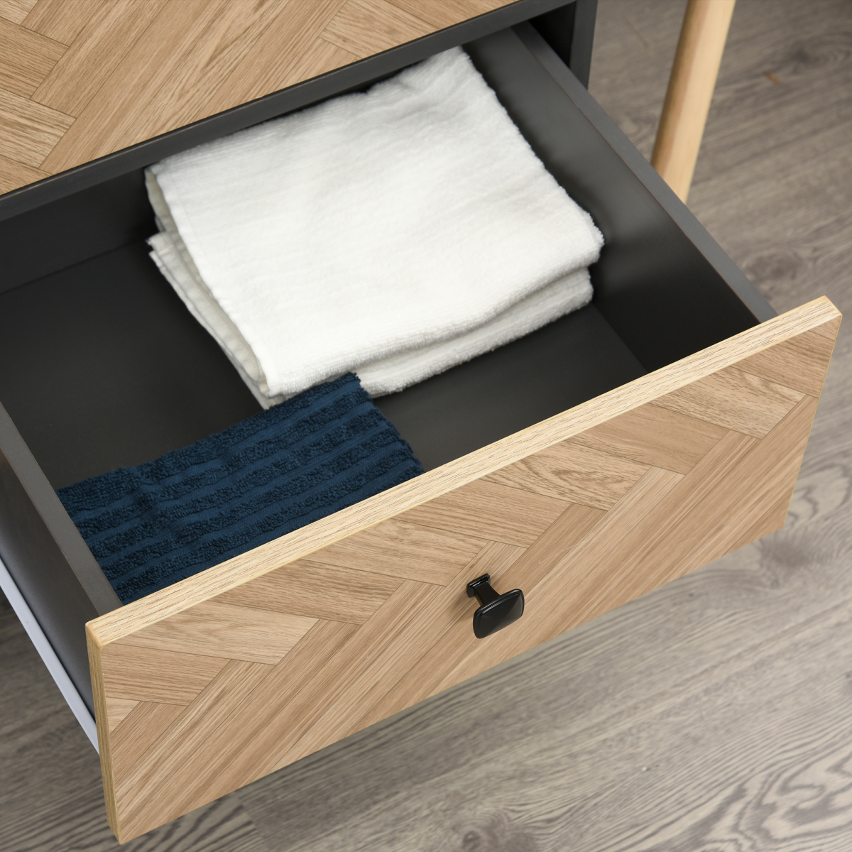 Wardrobe Cabinet Wood Grain 90x50x190cm-Grey/Oak