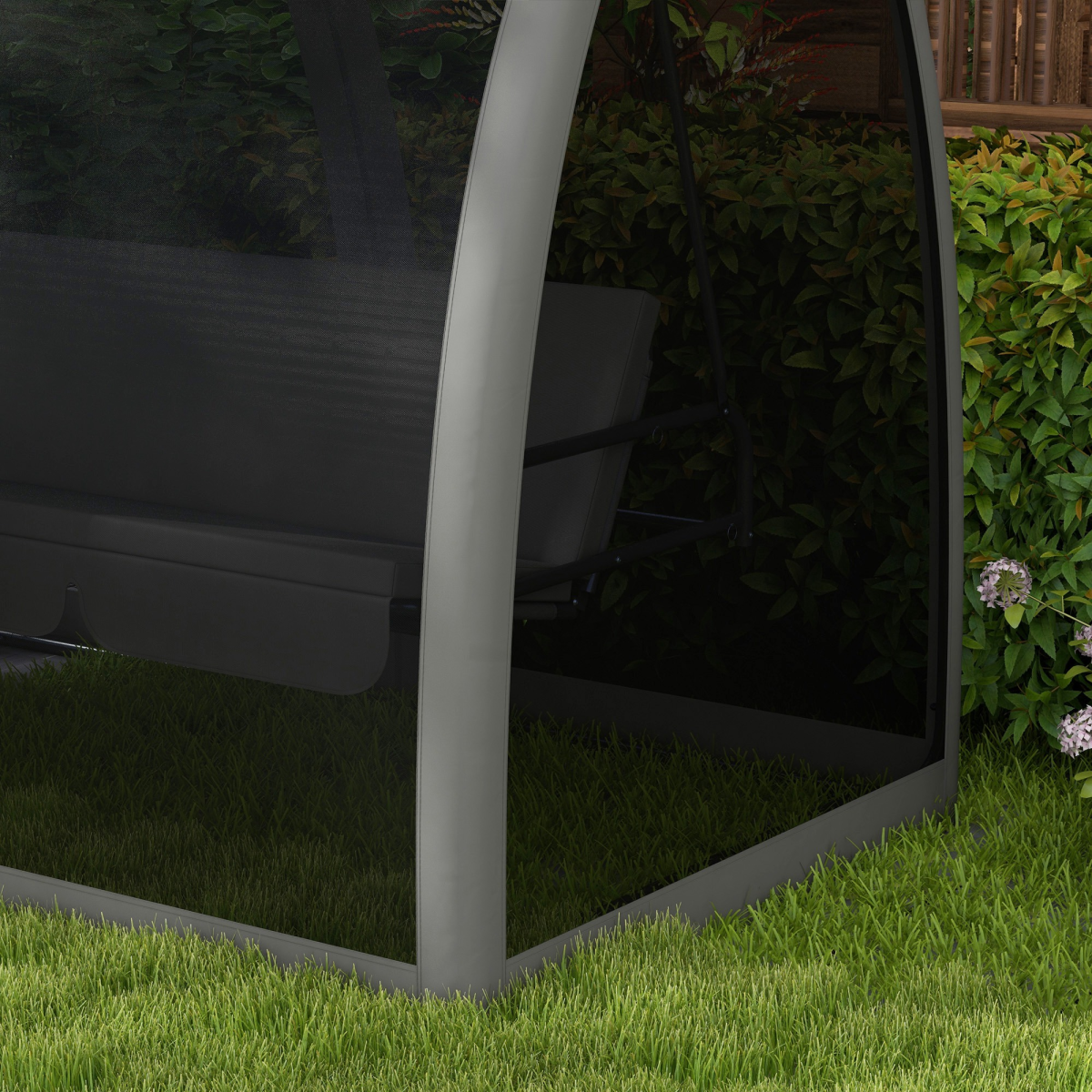Garden Swing Chair Patio Hammock 3 Seater Bench Canopy Lounger Grey