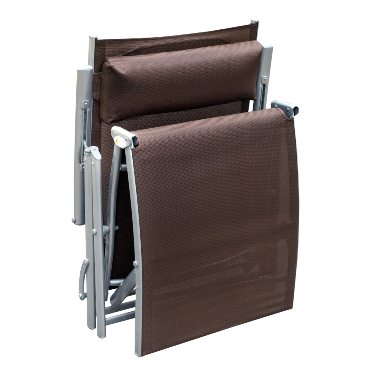 Sun Lounger Recliner w/ Pillow Foldable 7 Levels Texteline Brown