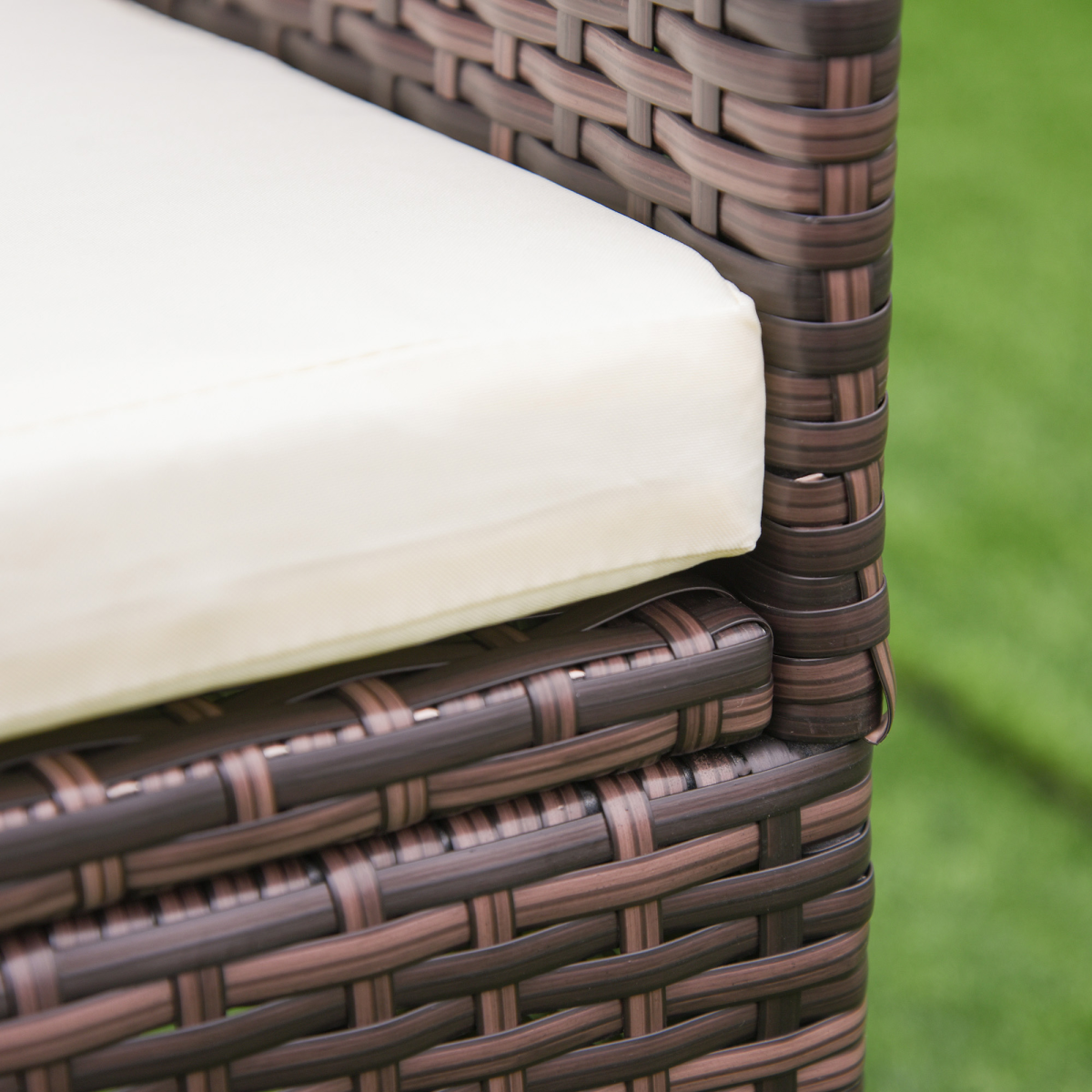 4 PC Outdoor Rattan Armchair Wicker Dining Chair Set for Garden Brown