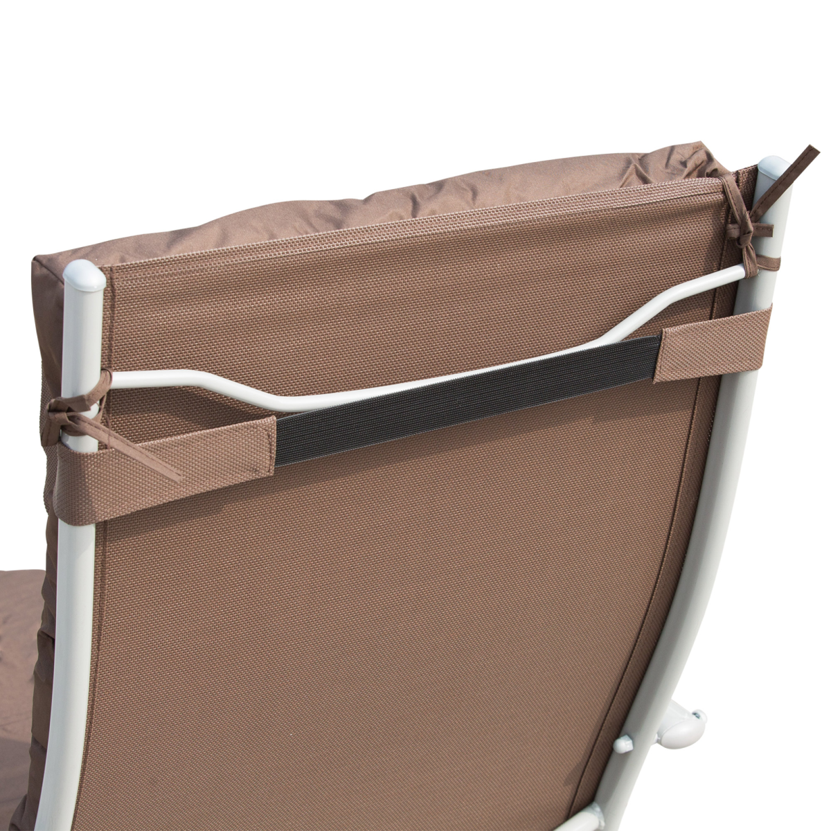 Steel Frame Outdoor Garden Padded Sun Lounger w/ Pillow Brown