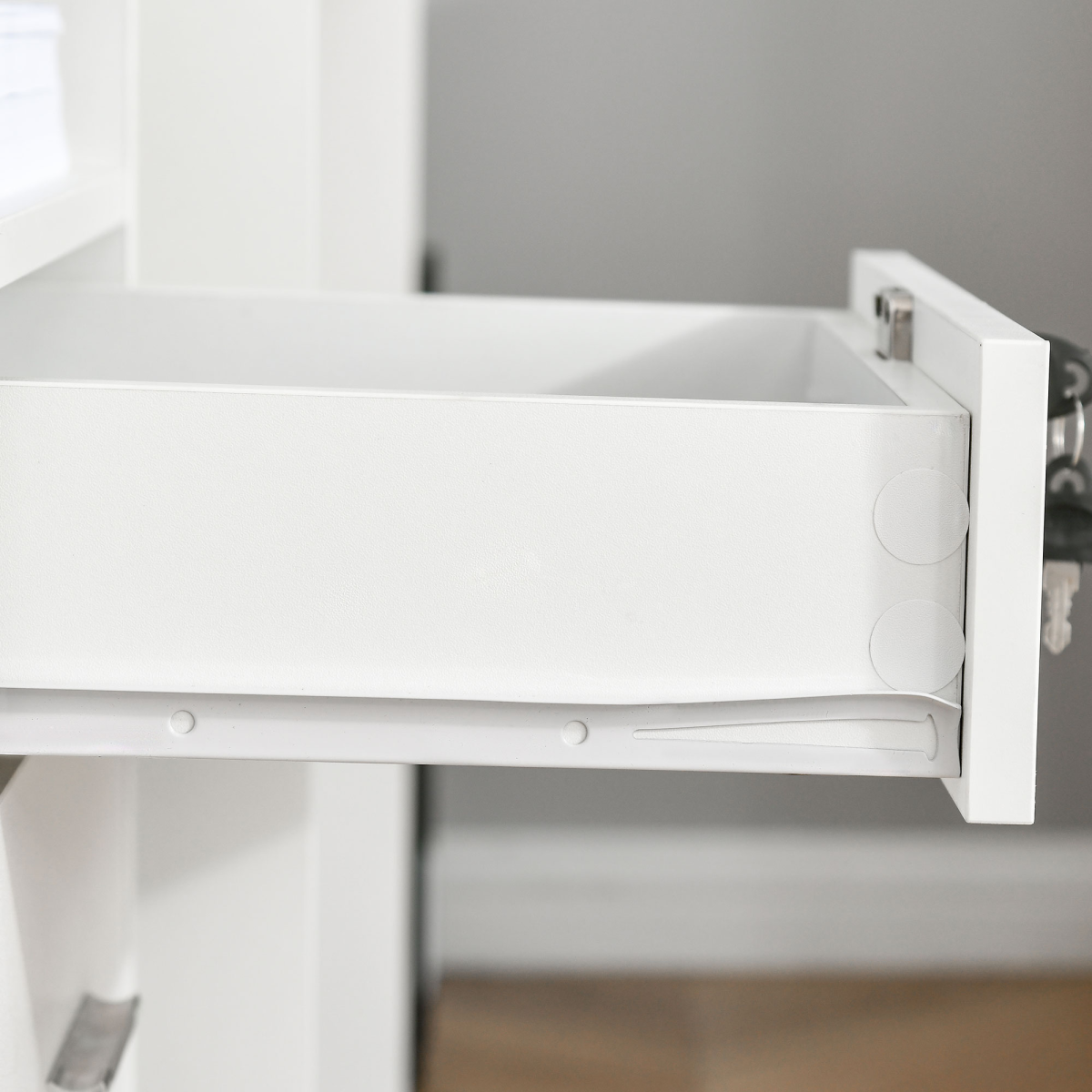 Mobile File Cabinet Lockable Documents Storage w/ 5 Wheels White