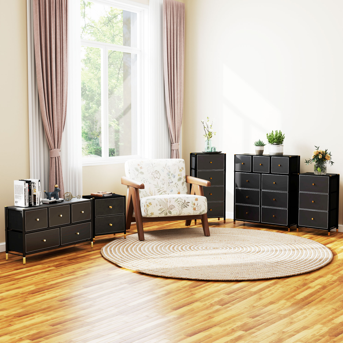 Chest of Drawers with 3 Drawers for Bedroom, Living Room, Black
