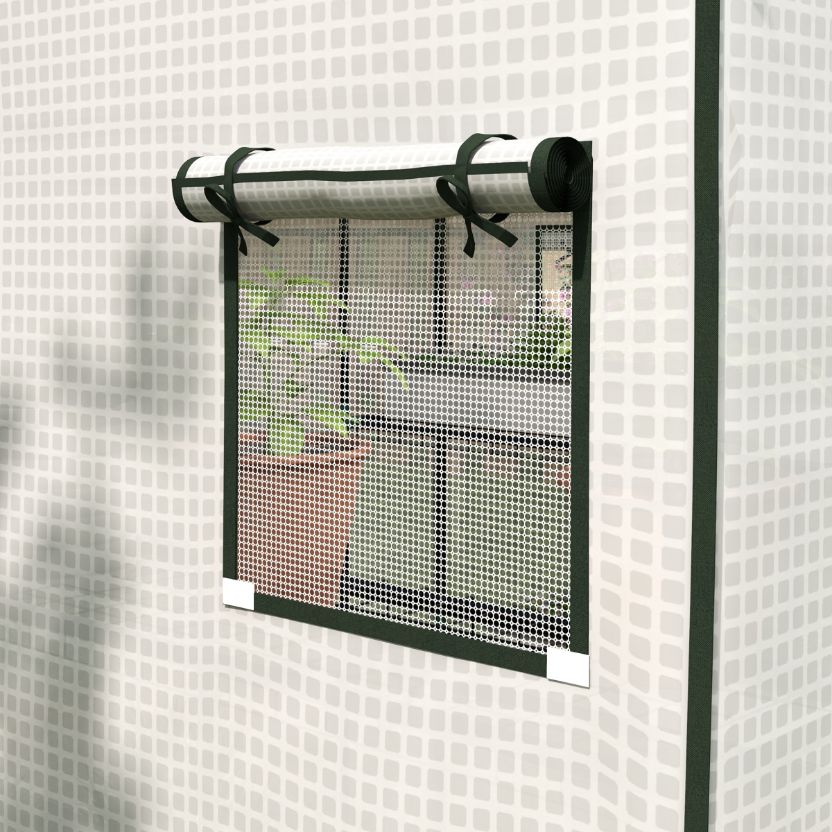 Walk-in Greenhouse Cover Replacement with Door and Mesh Windows, White