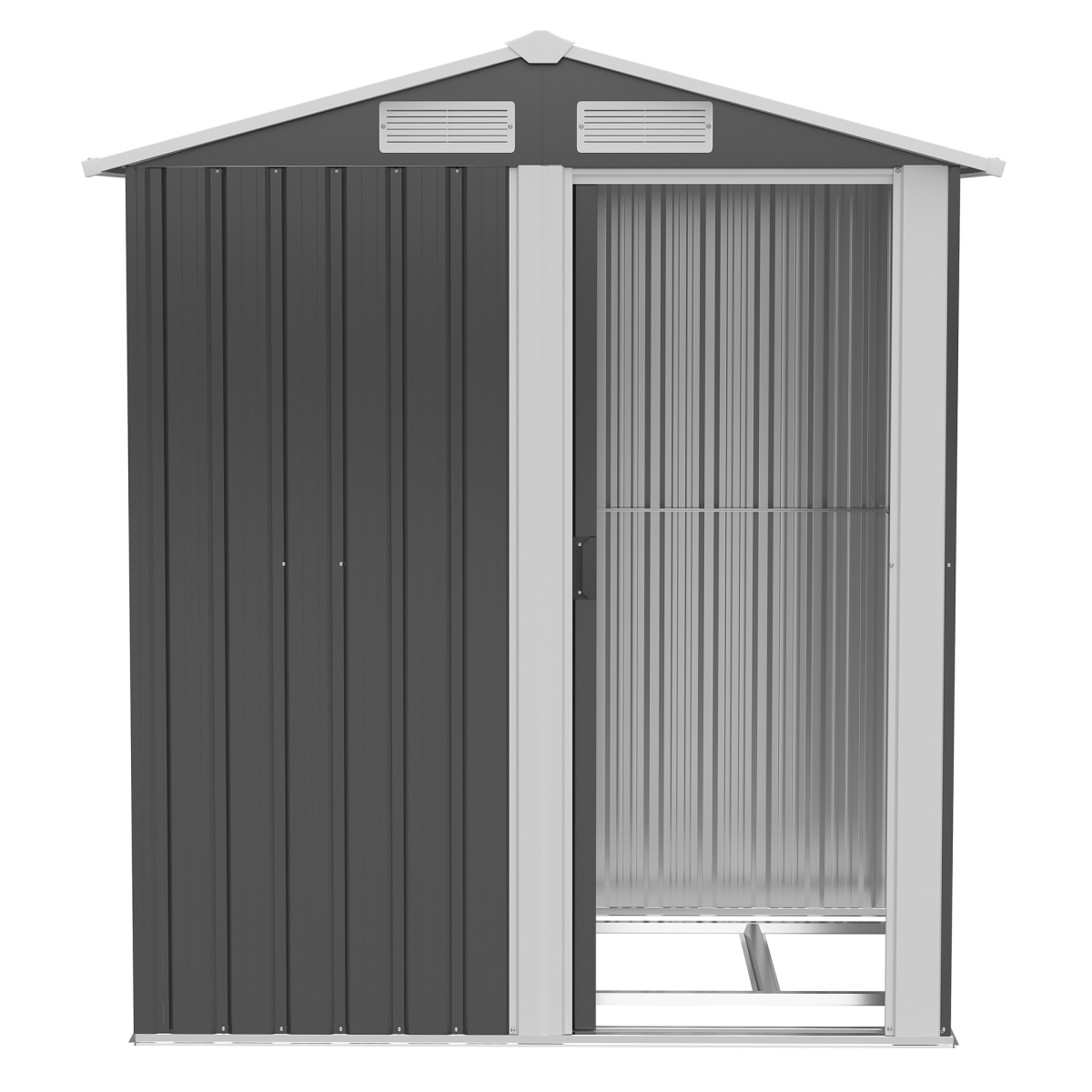 Outdoor Storage Shed, Sliding Door, Sloped Roof 152 x 132 x 188 cm, Grey