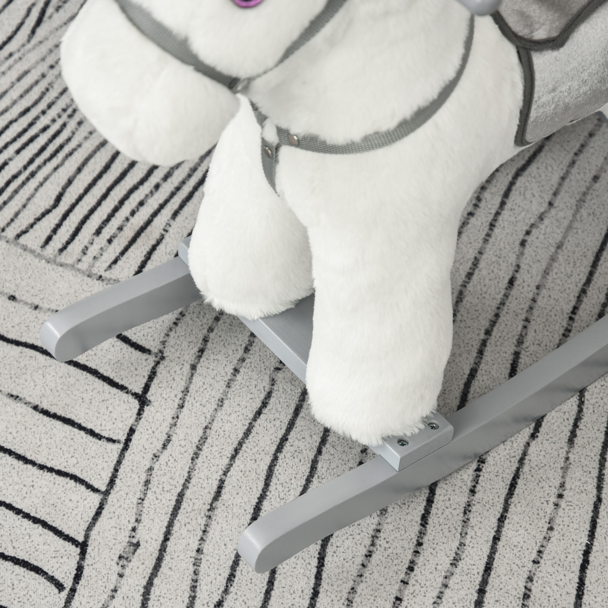 Kids Plush Ride-On Rocking Horse with Plush Toy Sound Handle Grip
