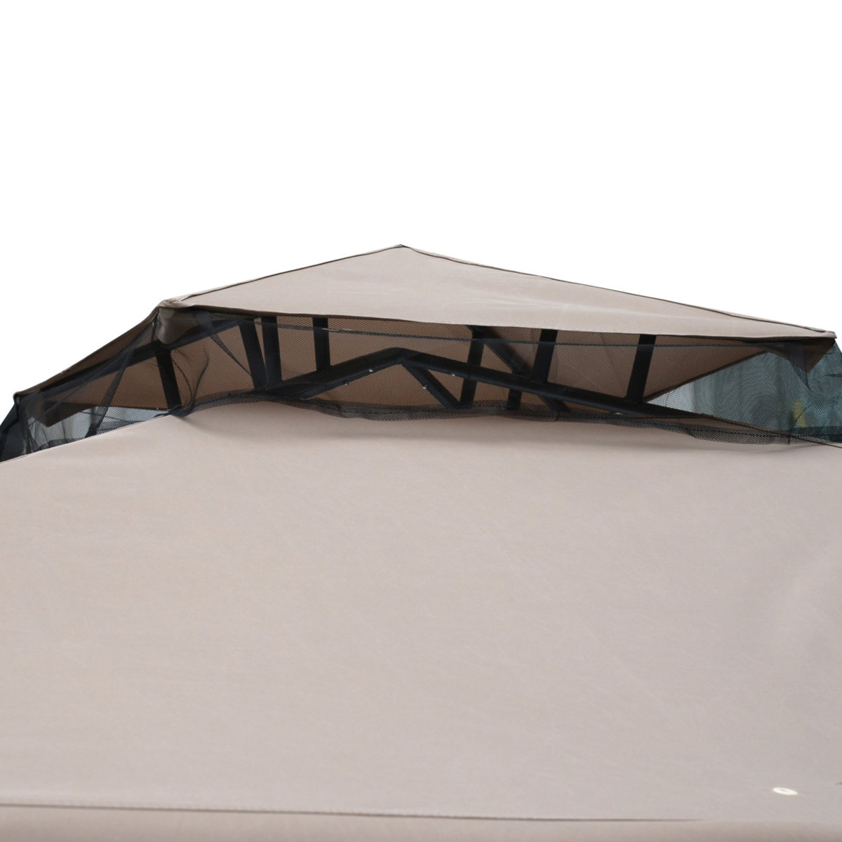 Outdoor Gazebo, 2-tier Roof W/Netting, 295L x 295W x 263Hcm-Taupe