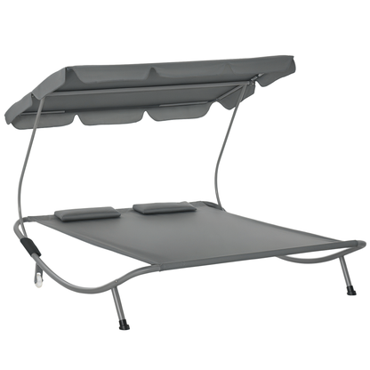 Double Hammock Swing Garden Outdoor Frame Sun Lounger Bed Beds Canopy w/ Pillows