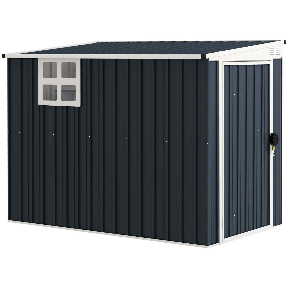 7.6 x 4ft Outdoor Garden Storage Shed with Window, Dark Grey