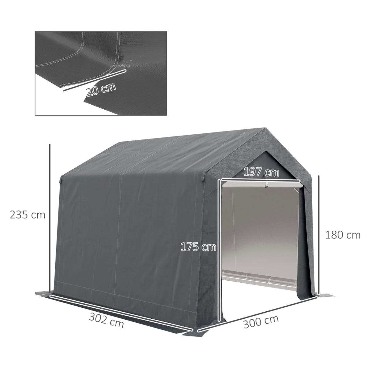 10 x 10ft Portable Garden Storage Shed Dark Grey