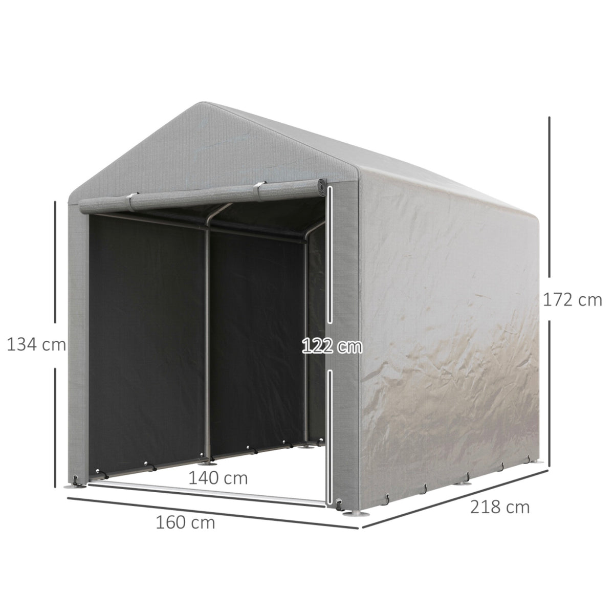 7 x 5ft Portable Garden Storage Shed Light Grey