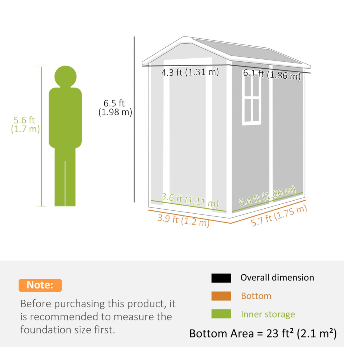 6 x 4ft Plastic Garden Storage Shed Grey