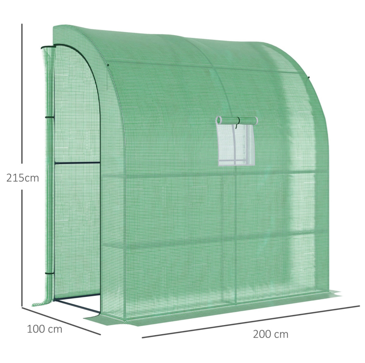 6.5 x 3.5ft Lean To Walk In Greenhouse Green