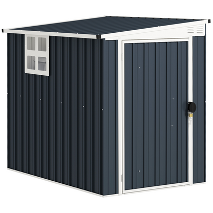 4 x 6ft Outdoor Garden Storage Shed with Window, Dark Grey