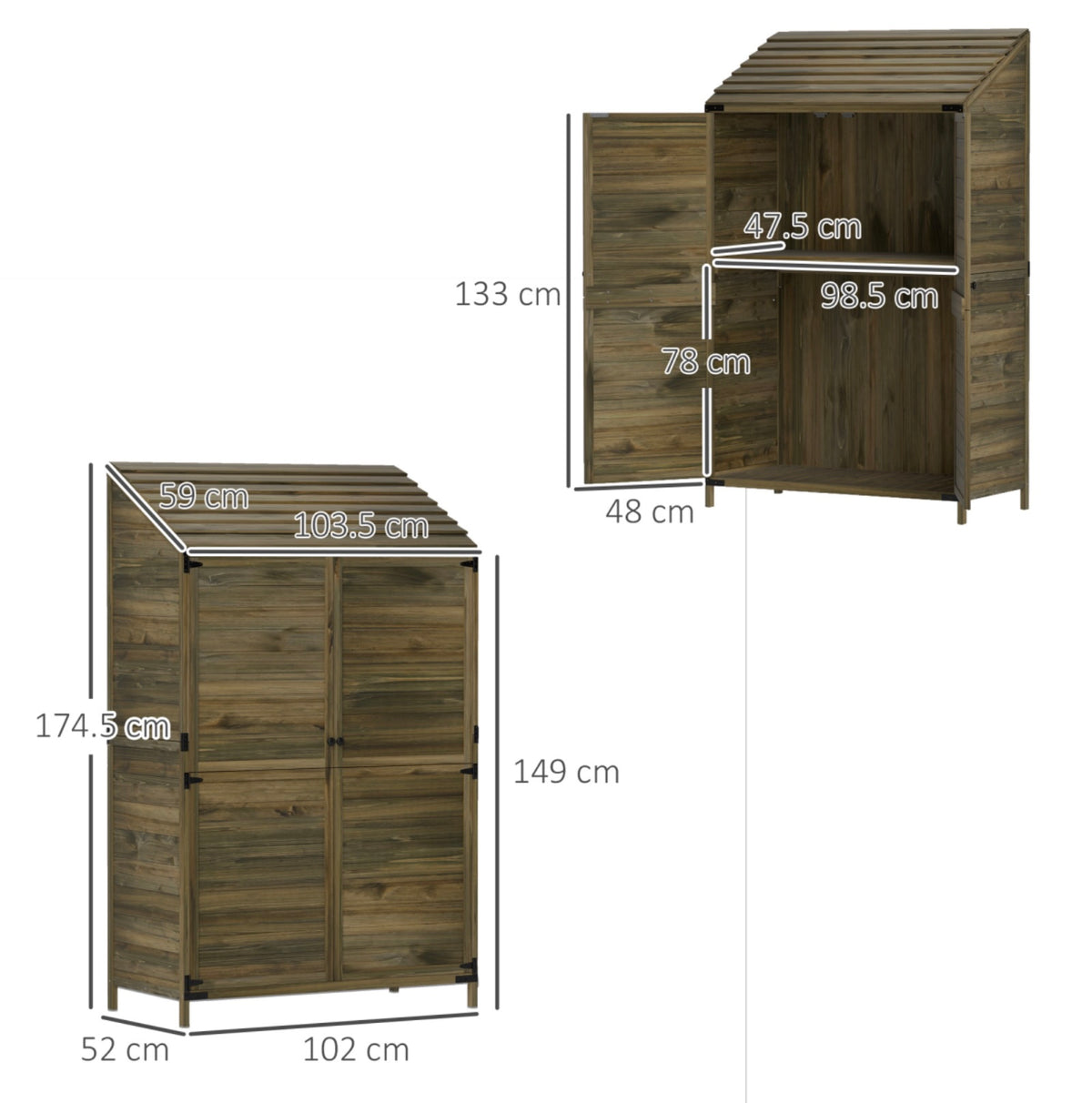 3.5 x 2ft Wooden Garden Storage Shed Green