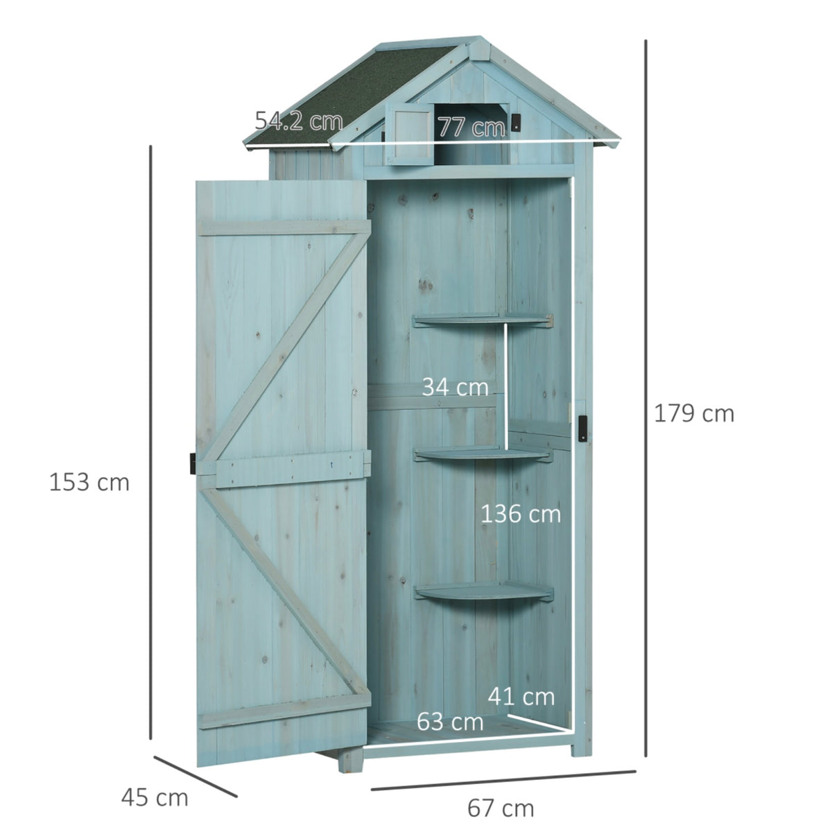 2.5 x 1.5ft Wooden Garden Storage Cabinet