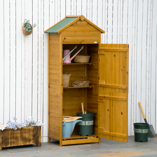 Wooden Garden Storage Shed with Lockable Doors 191.5cm