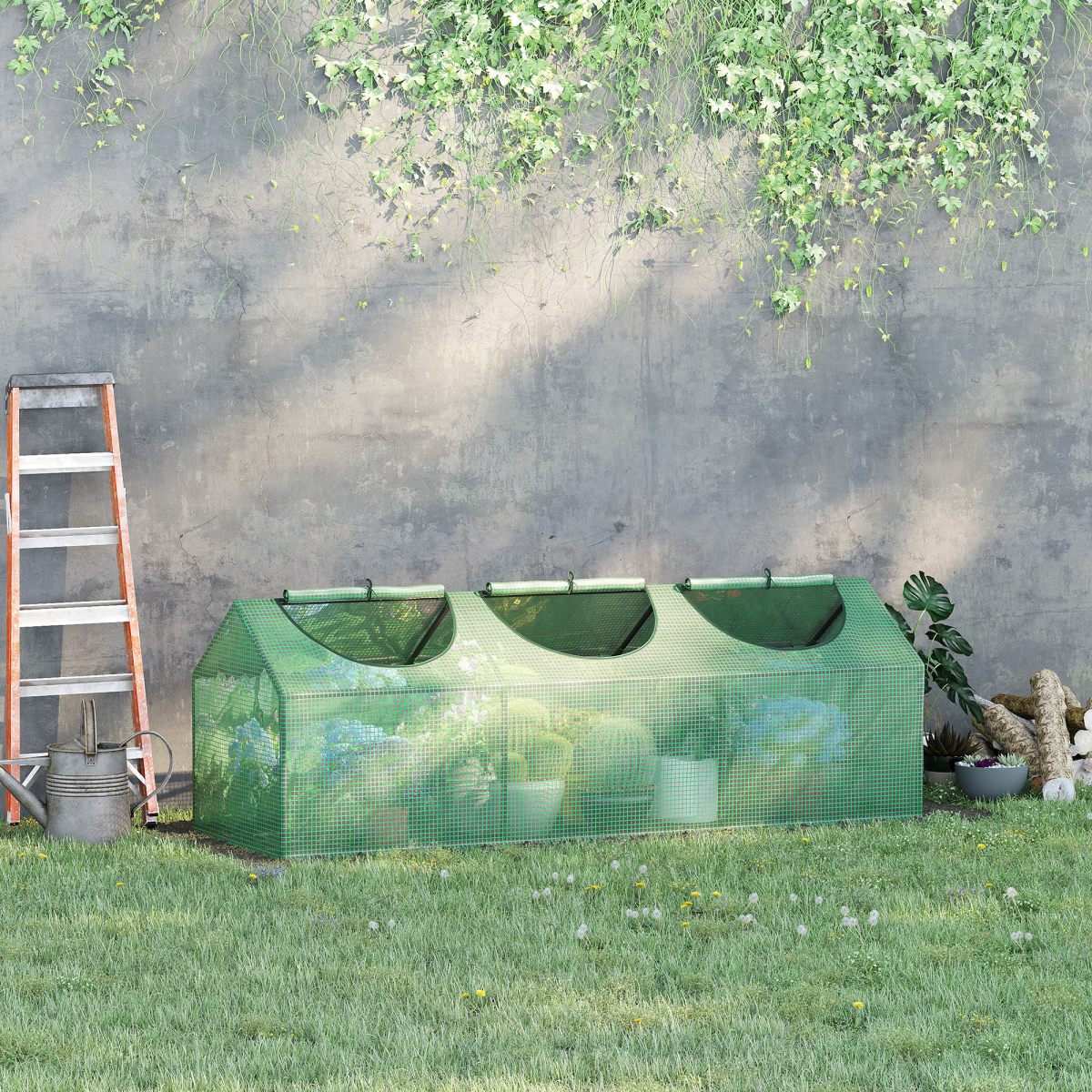 Mini Greenhouse Small Plant Grow House w/ 3 Windows for Outdoor