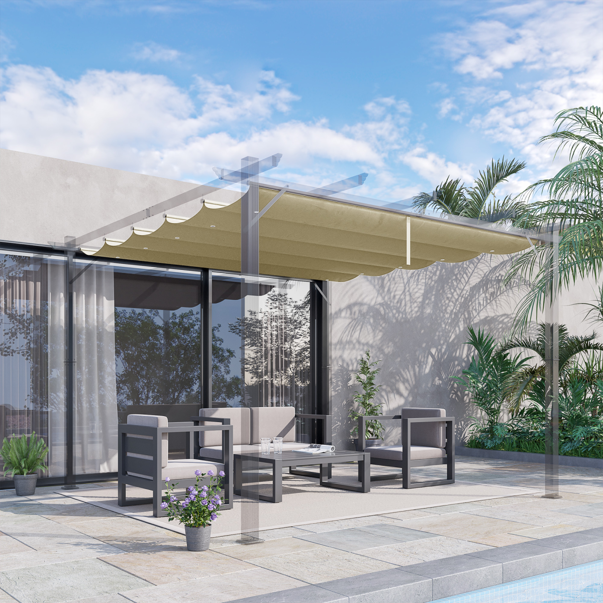 Pergola Shade Cover Replacement Canopy for 3 x 3(m) Pergola, Beige