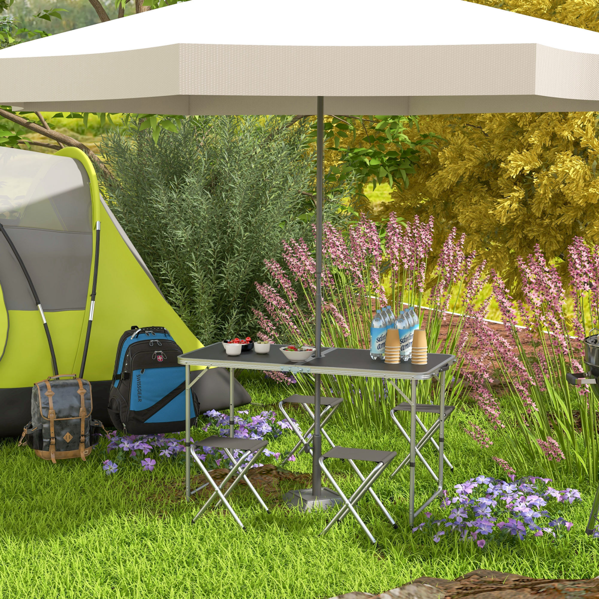 Camping Table and Chairs Outdoor Indoor Use for BBQ Picnic Garden