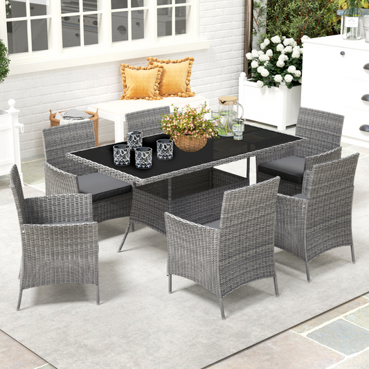 Rattan Dining Set for 6