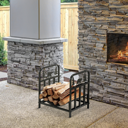 Firewood Log Rack Curved Log Holder Wood Storage Handles Rack Bear Shape