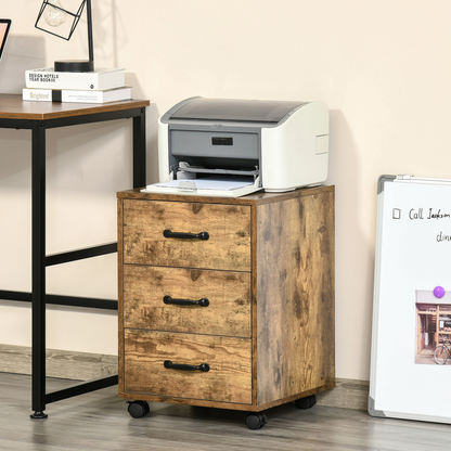 Rolling File Cabinet with 3 Drawers, Under Desk Mobile Filing Organizer