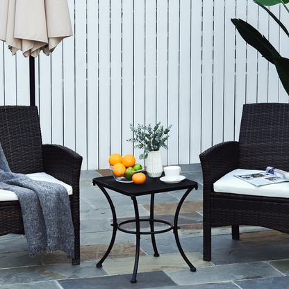 Outsunny 45cm Square Metal Outdoor Patio Bistro Table Coffee Desk Black