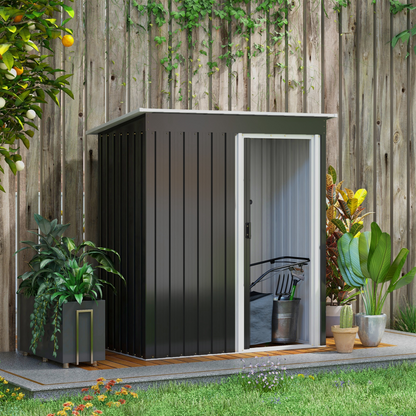 5 x 3ft Metal Garden Storage Shed Black