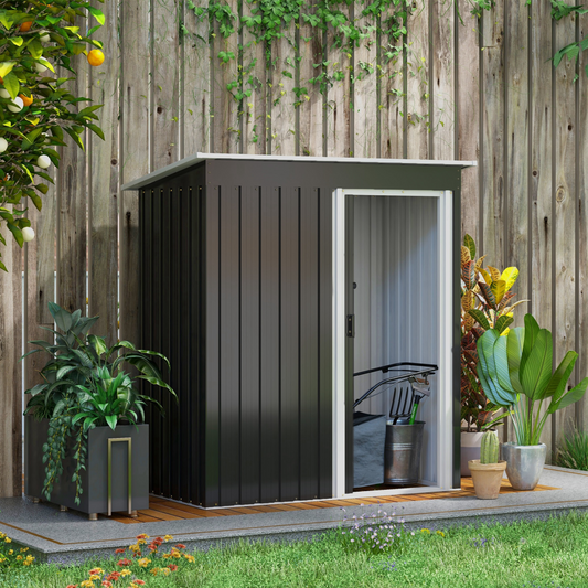 5 x 3ft Metal Garden Storage Shed Black