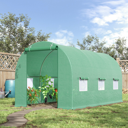 4.5m x 2m x 2m Walk-In Gardening Plant Greenhouse w/ PE Cover, Green