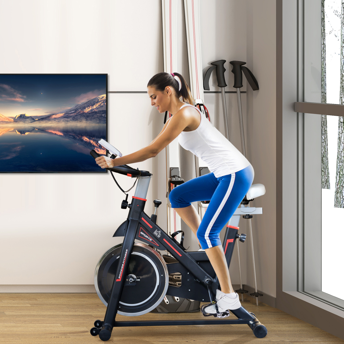 Flywheel Exercise Racing Bicycle Cardio Adjustable Resistance LCD 8kg