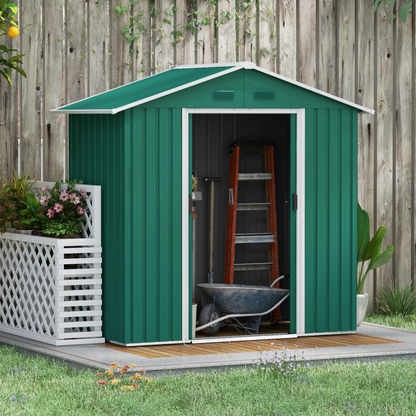 6.5x3.5ft Metal Garden Shed for Garden and Outdoor Storage, Green