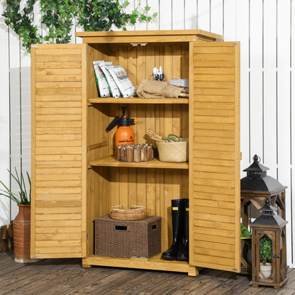 3 x 1.5ft Wooden Garden Storage Shed Tool Cabinet with 3 Tier Shelves