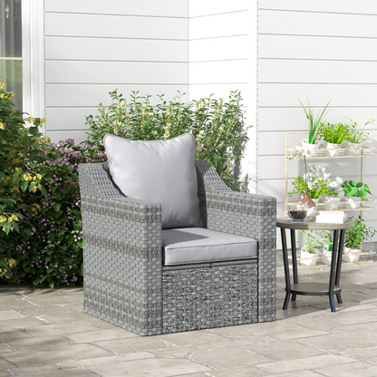One-piece Outdoor Back and Seat Cushion for Garden, Light Grey