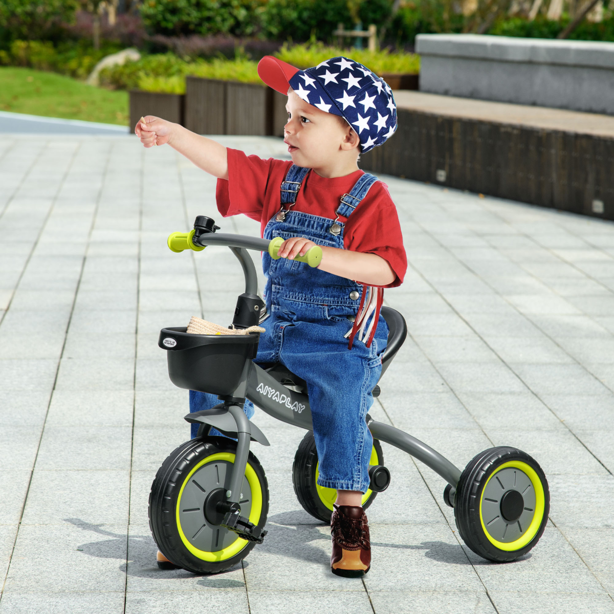 Trike with Adjustable Seat Basket Kids Tricycle for 2-5 Years Old Black