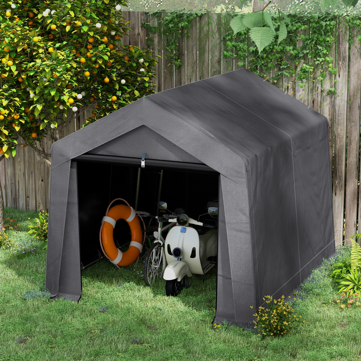 10 x 10ft Portable Garden Storage Shed Dark Grey