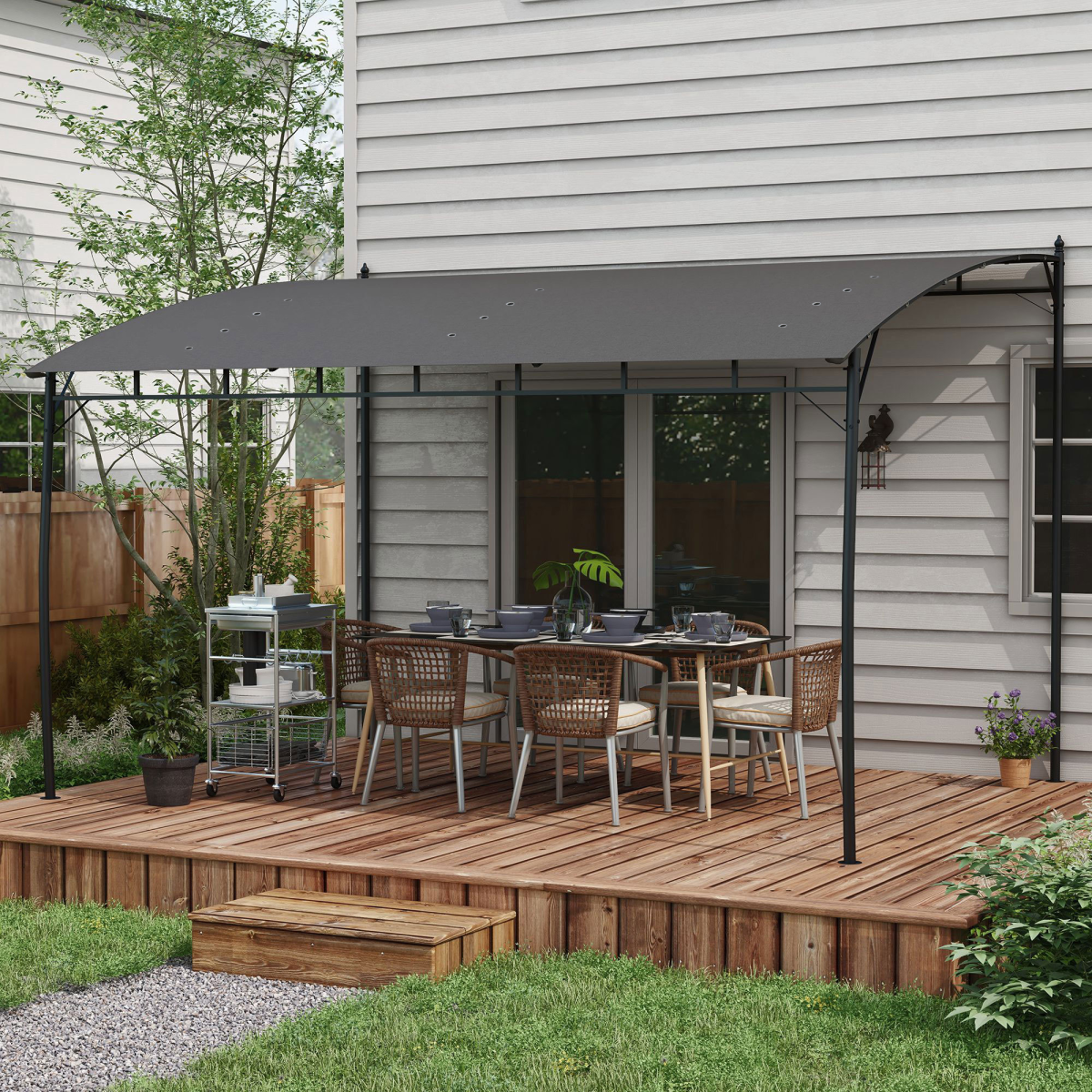 Metal Pergola, Outdoor Gazebo UV-Resistant Sun Shade Shelter 3 x 4m
