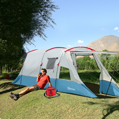 Two-Room Tunnel Tent  Blue 6–8 Person
