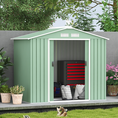 7 x 4ft Metal Garden Storage Shed Light Green