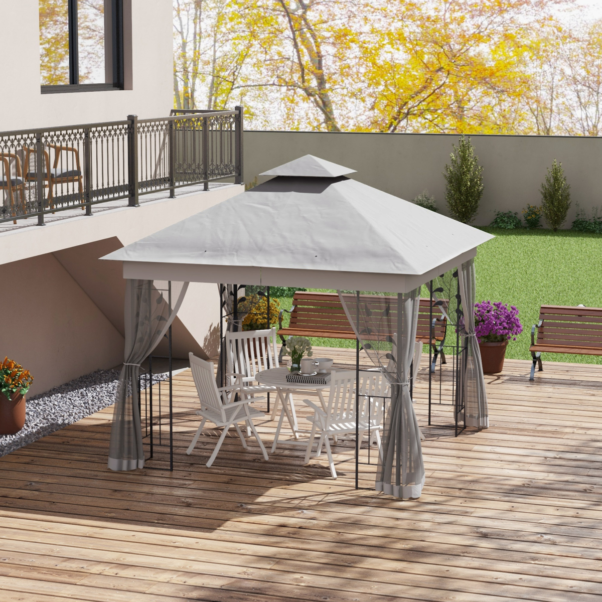 3 x 3(m)  Garden Gazebo Marquee Tent Canopy Shelter Pavilion Grey