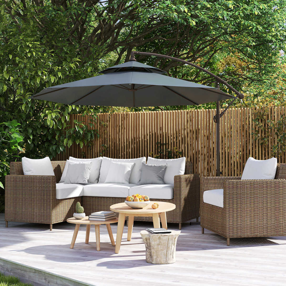 2.7m Garden Banana Parasol Cantilever Umbrella Handle, Dark Grey