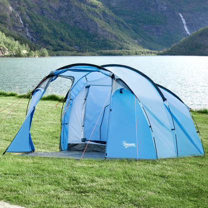 3 Man 2 Room Tent Camping Tent With Living Area Air Vents Blue