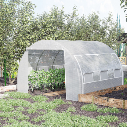 Polytunnel Greenhouse Pollytunnel Tent w/ Steel Frame White 3 x 3 x 2 m