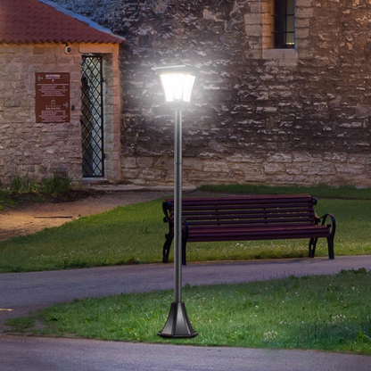 Solar Powered Lamp Post, IP44, 18Lx18Wx160H cm-Black
