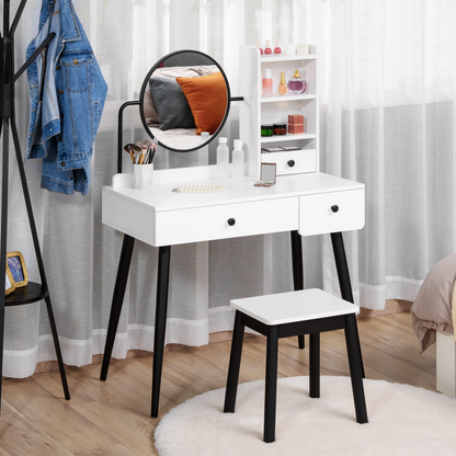 Dressing Table Set with Stool White 90 x 45 x 125.5cm