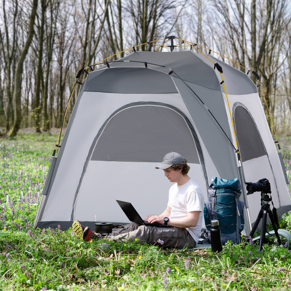 Pop Up Tent Automatic Camping Backpacking Dome Shelter, Green