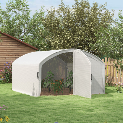 4 x 3 x 2m Polytunnel Greenhouse with Door, UV-resistant PE Cover